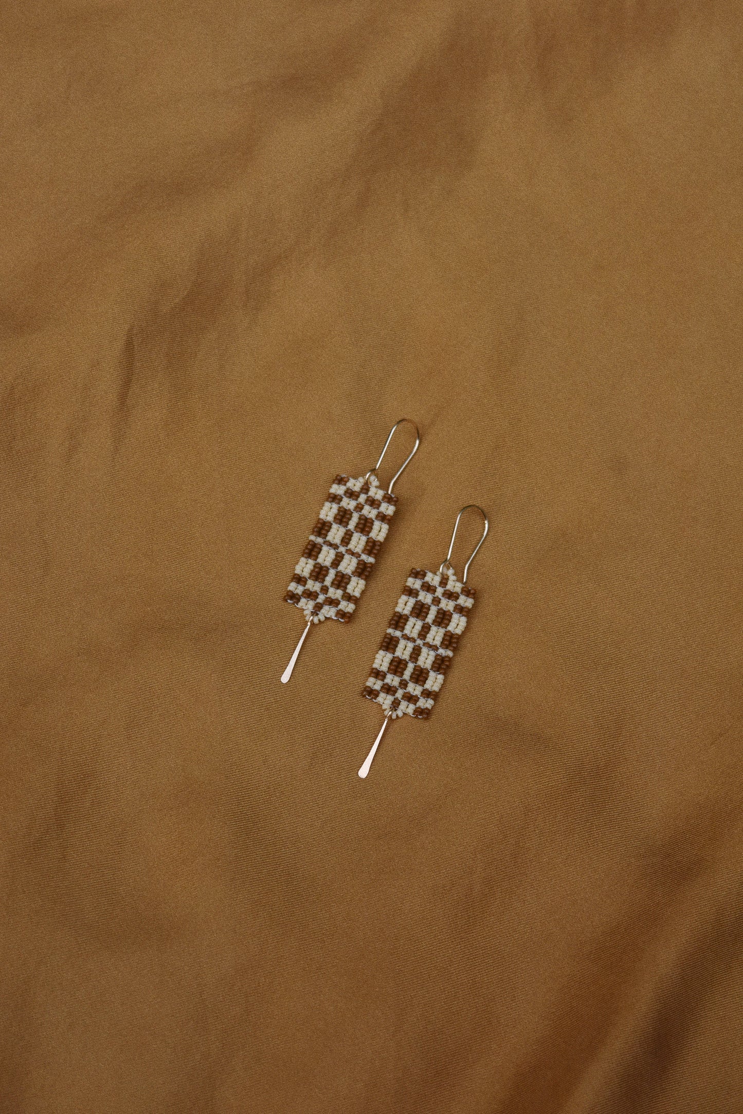 Quilt Earrings- in Brown