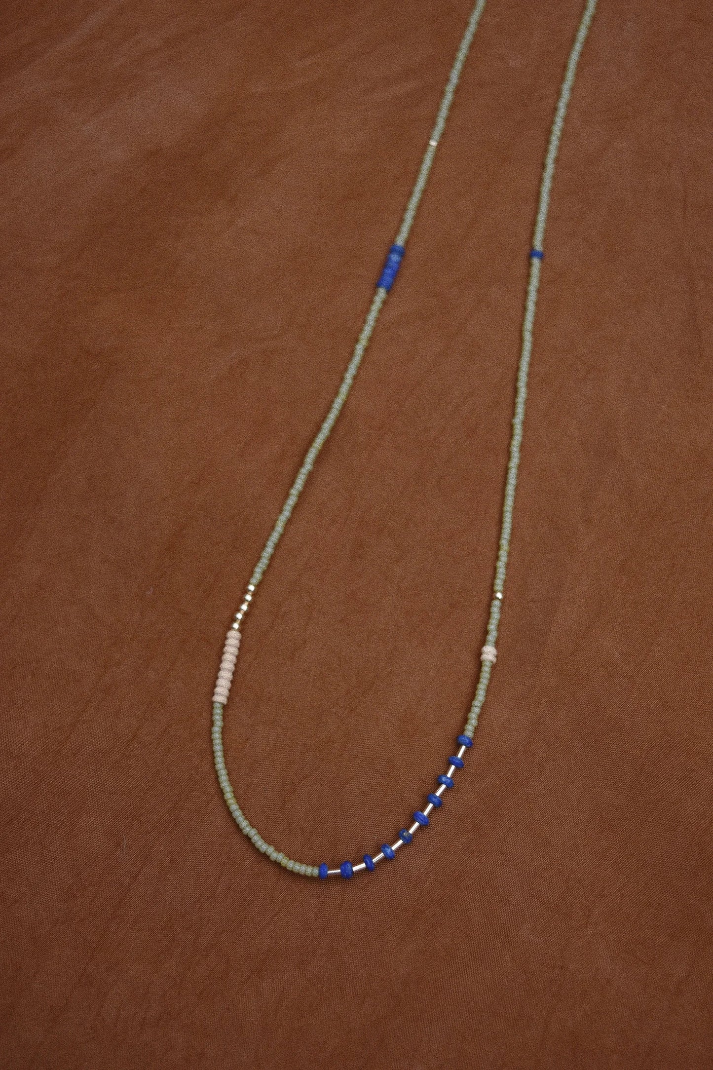 Beaded Necklace- Sage with Lapis