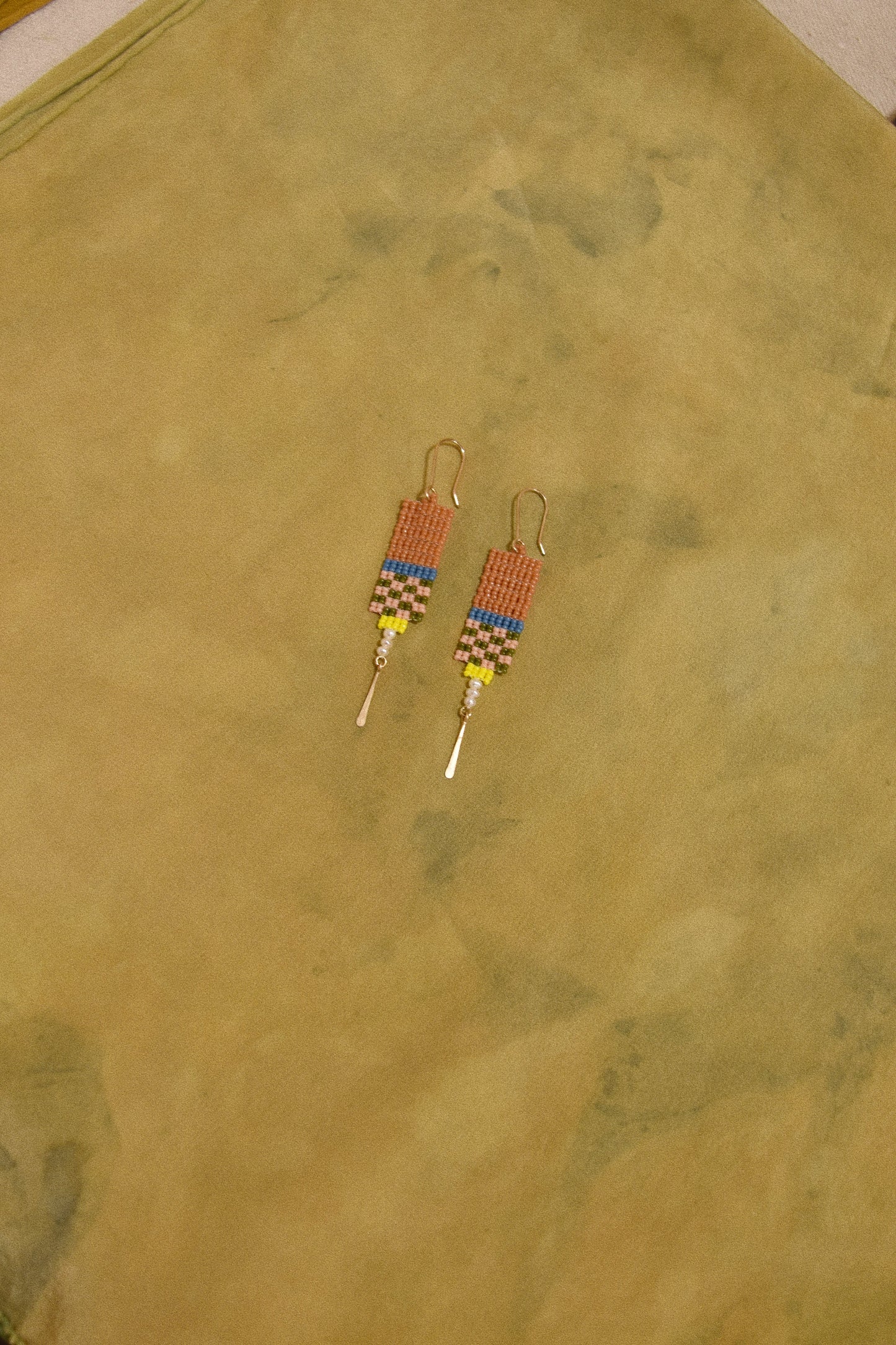 Checker Earrings- in Peach