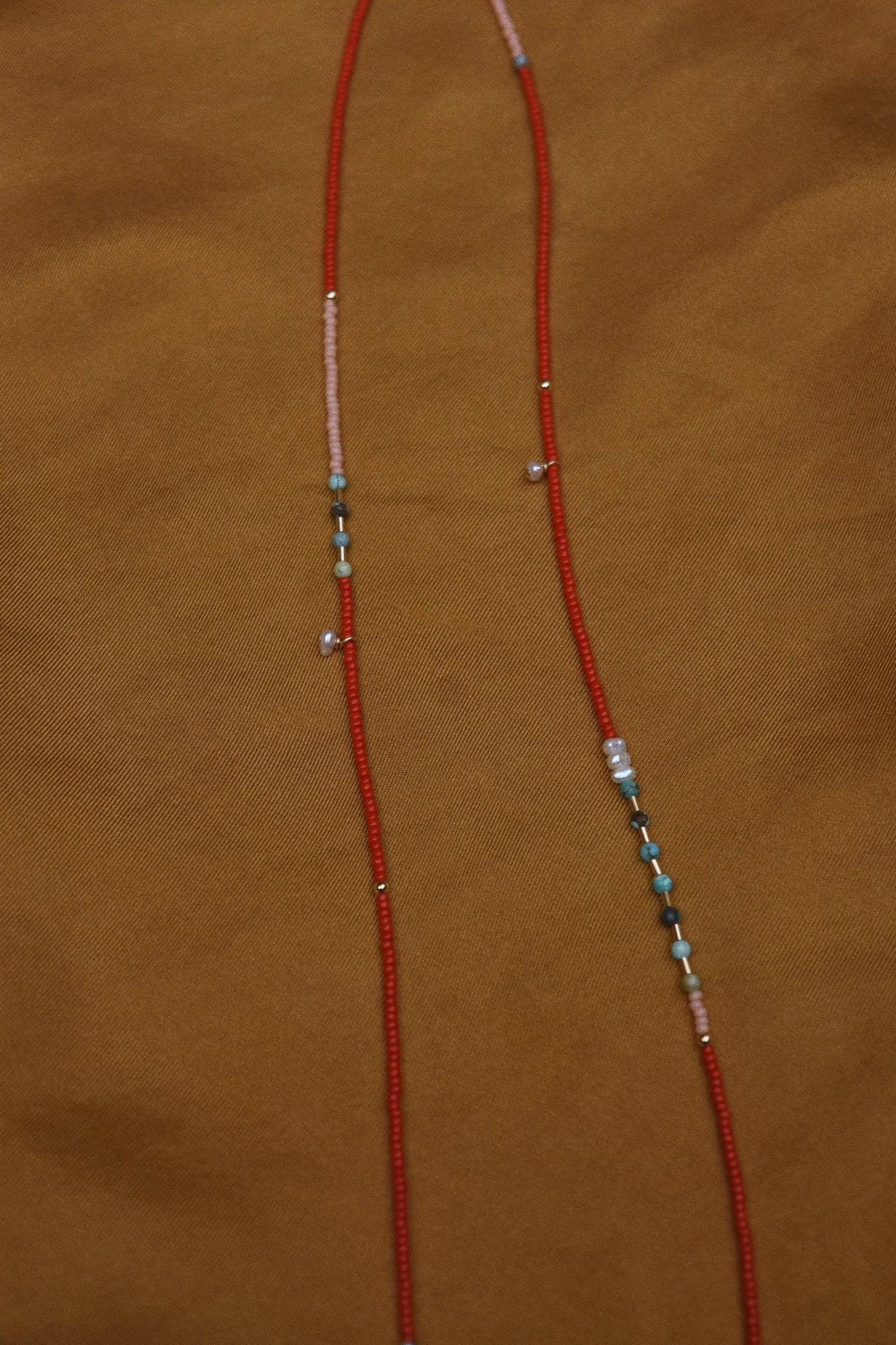 Wrap Bracelet- Cherry with Turquoise and Freshwater Pearls