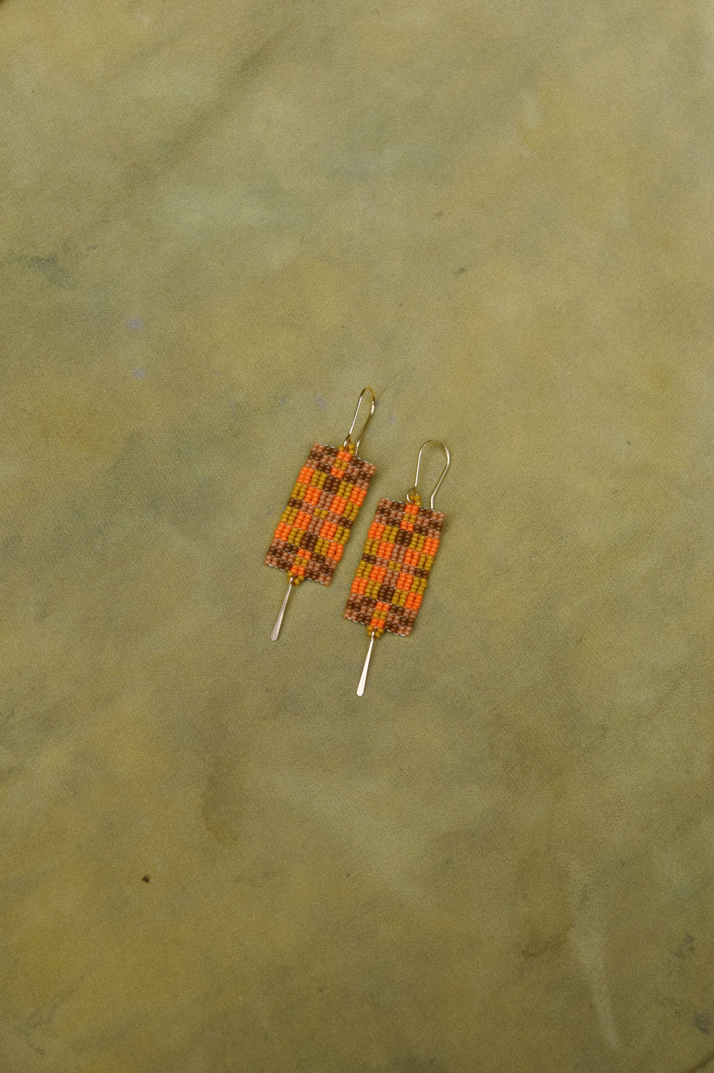 Quilt Earrings- in Orange