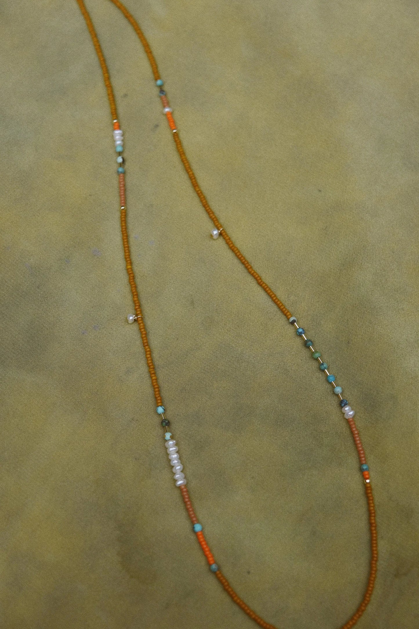 Wrap Bracelet- Earth with Turquoise and Pearls