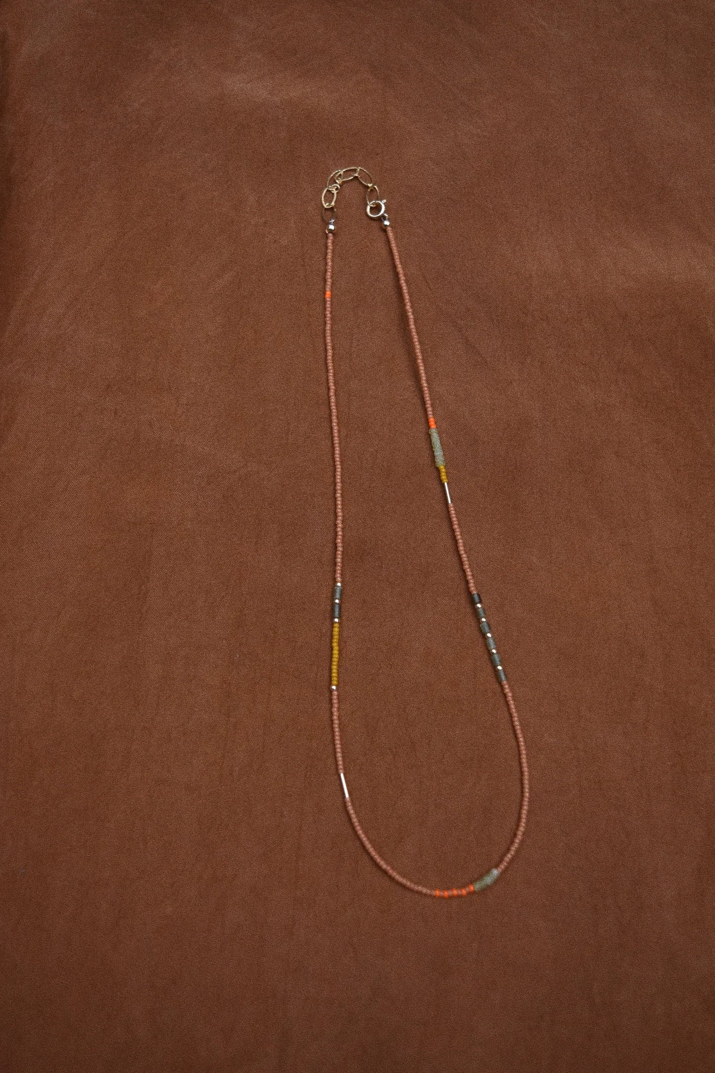 Beaded Necklace- Peach with Jade