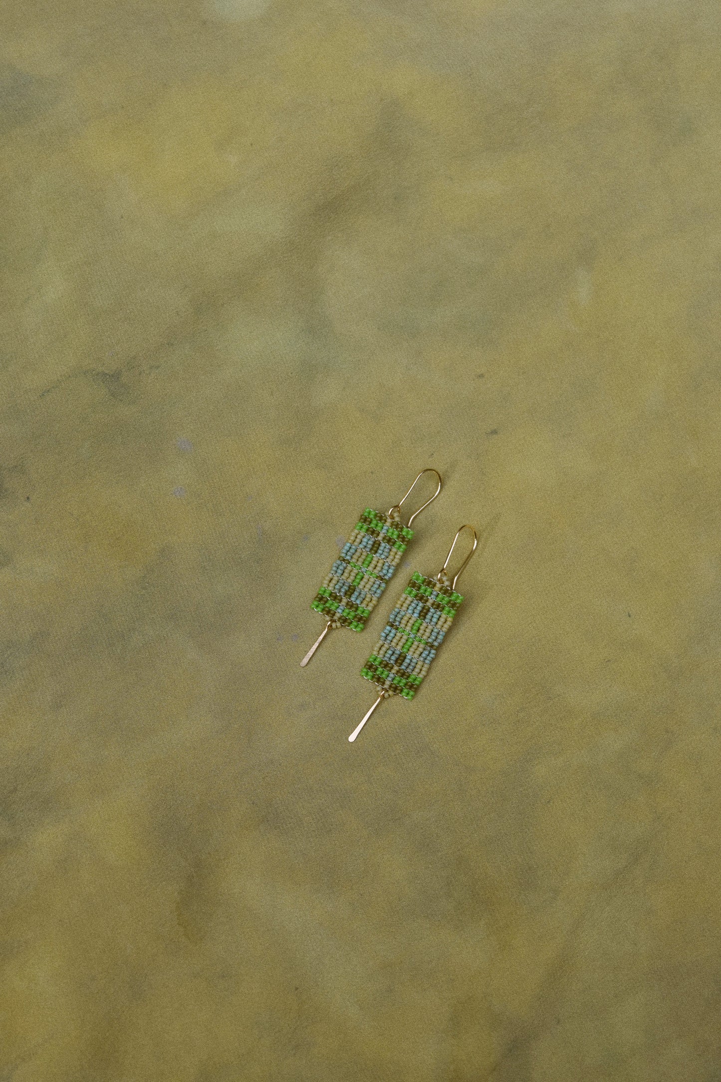 Quilt Earrings- in Green