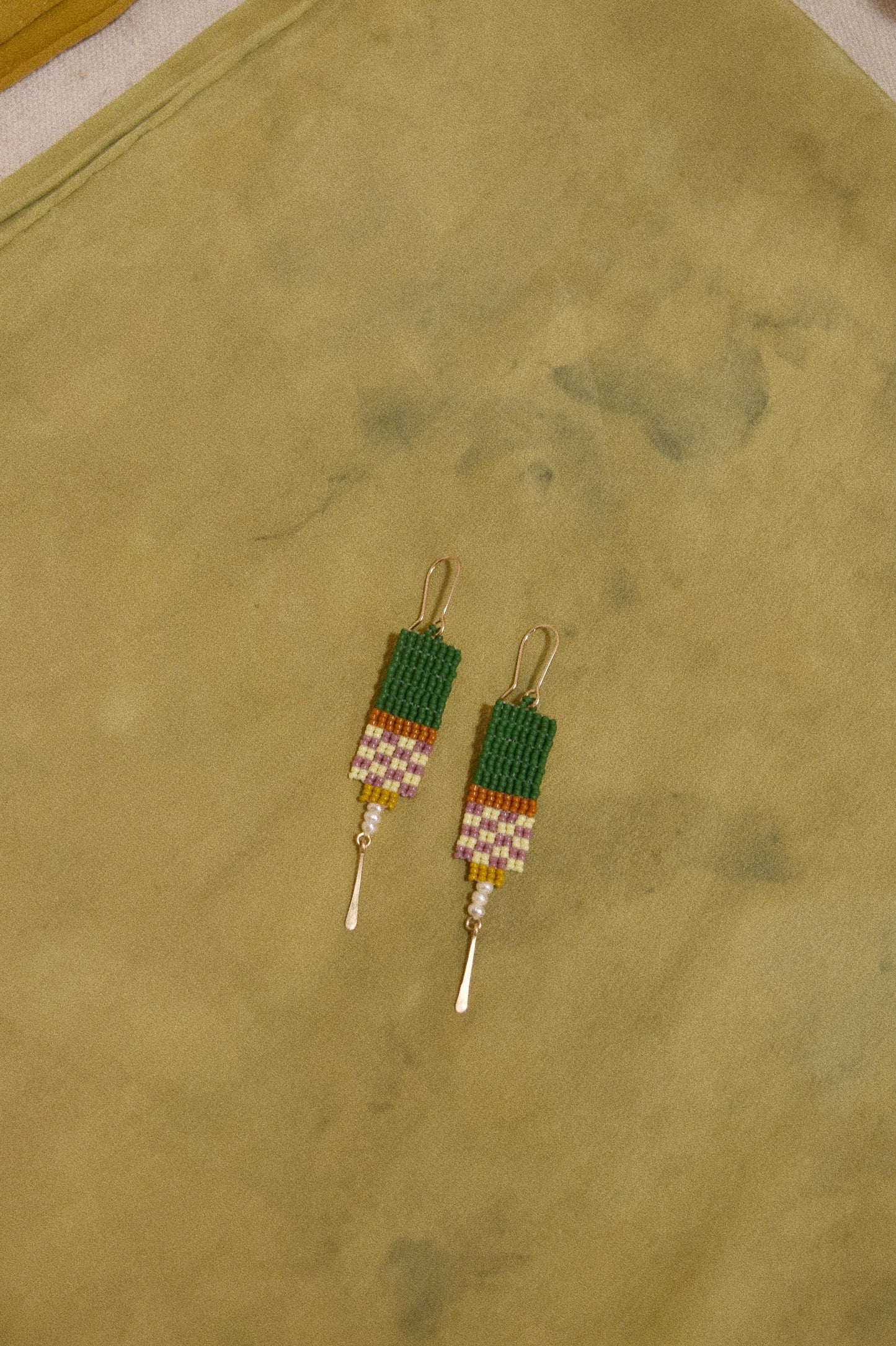 Checker Earrings- Emerald