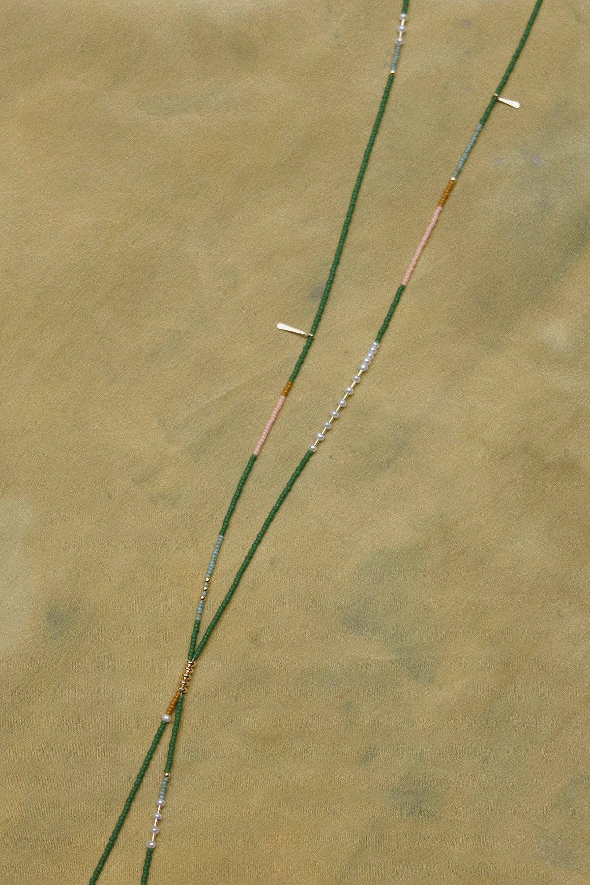 Beaded Bolo- Emerald with Pearls