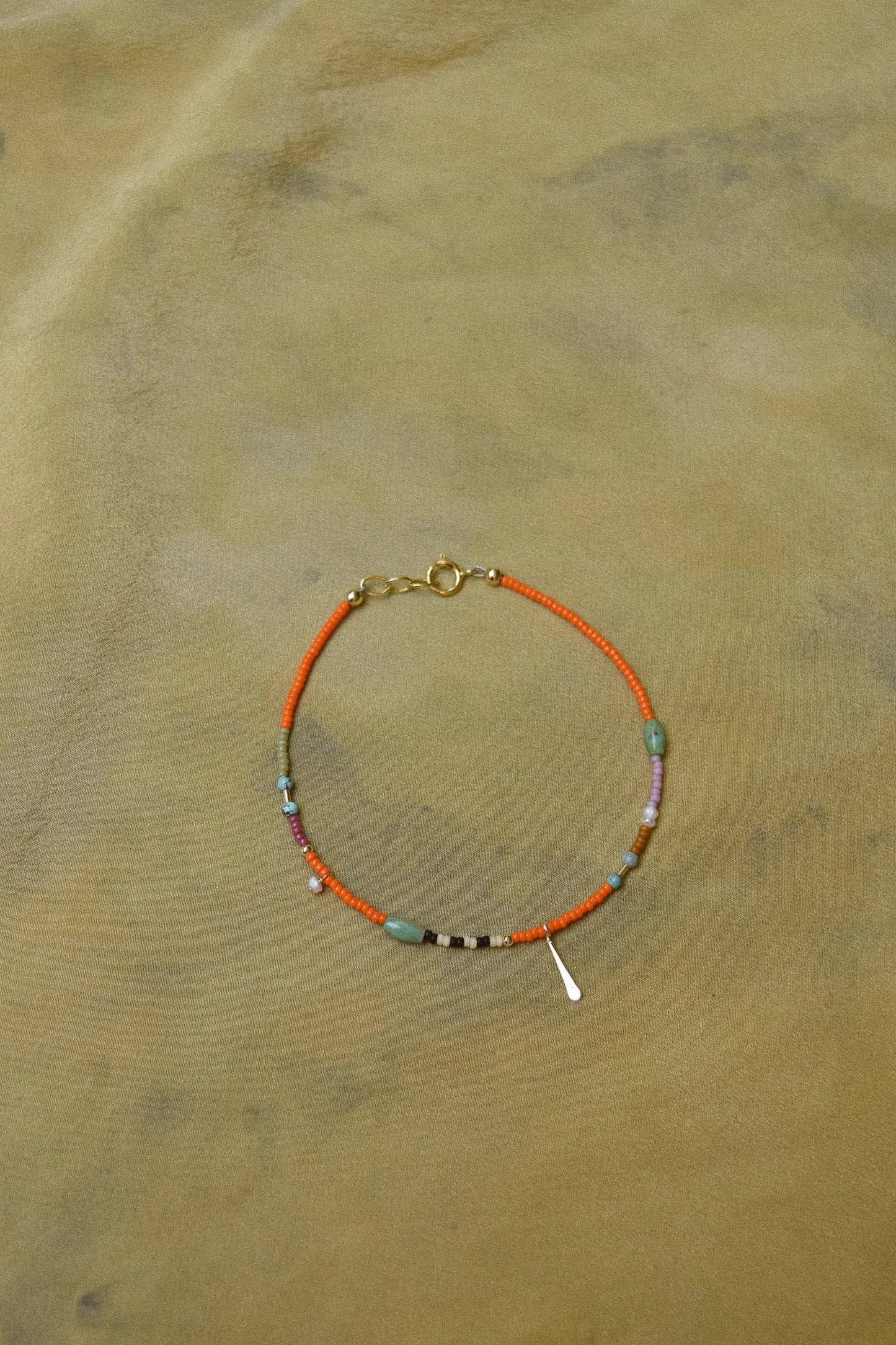 Beaded Bracelet or Anklet- in Orange