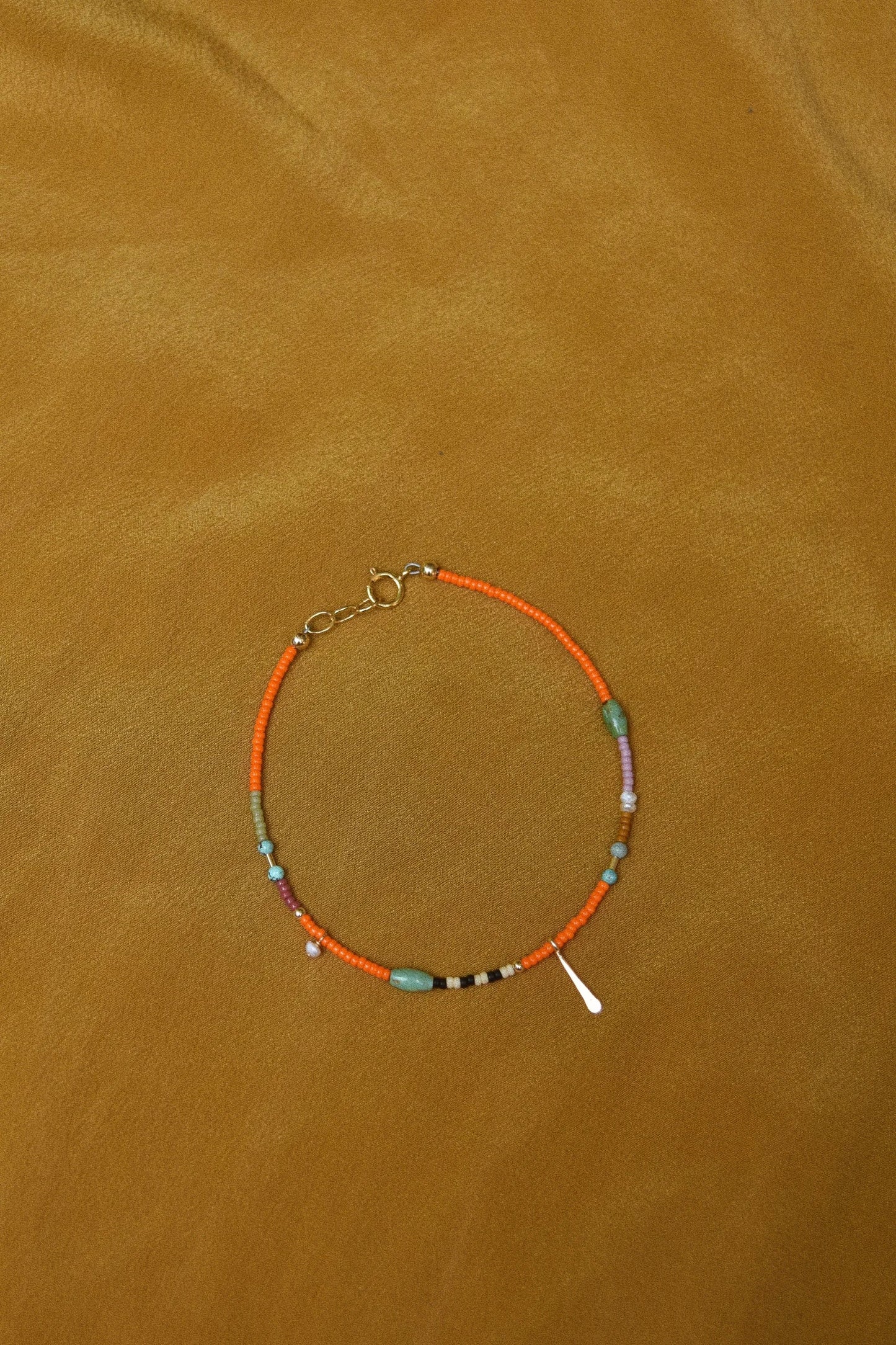Beaded Bracelet or Anklet- in Orange