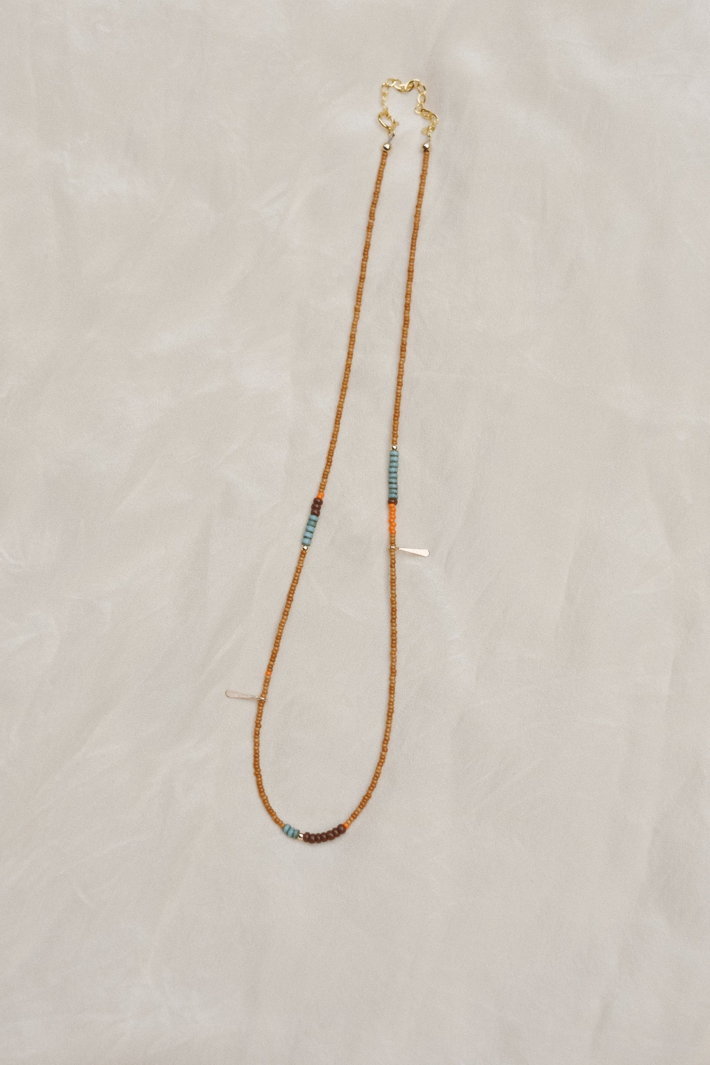 Antique Beaded Necklace- Caramel