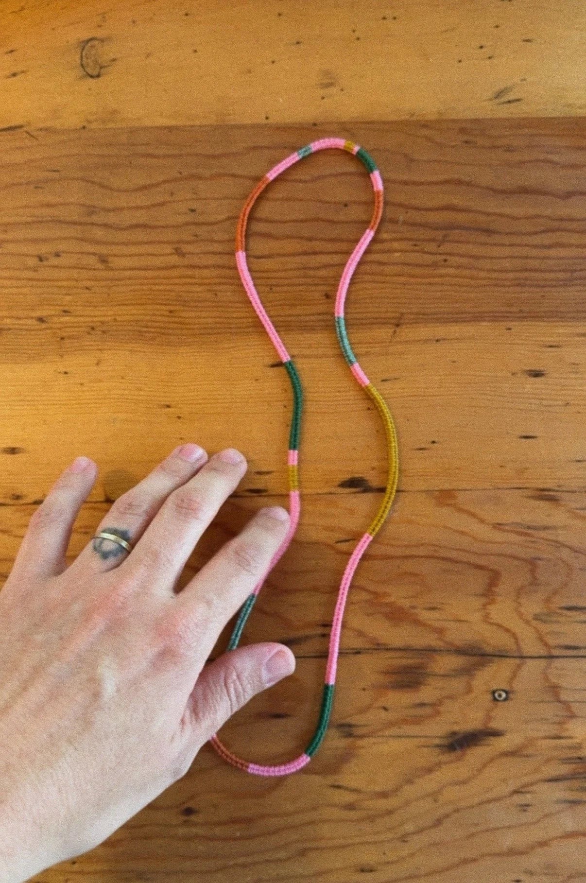 Woven Necklace- August Pink