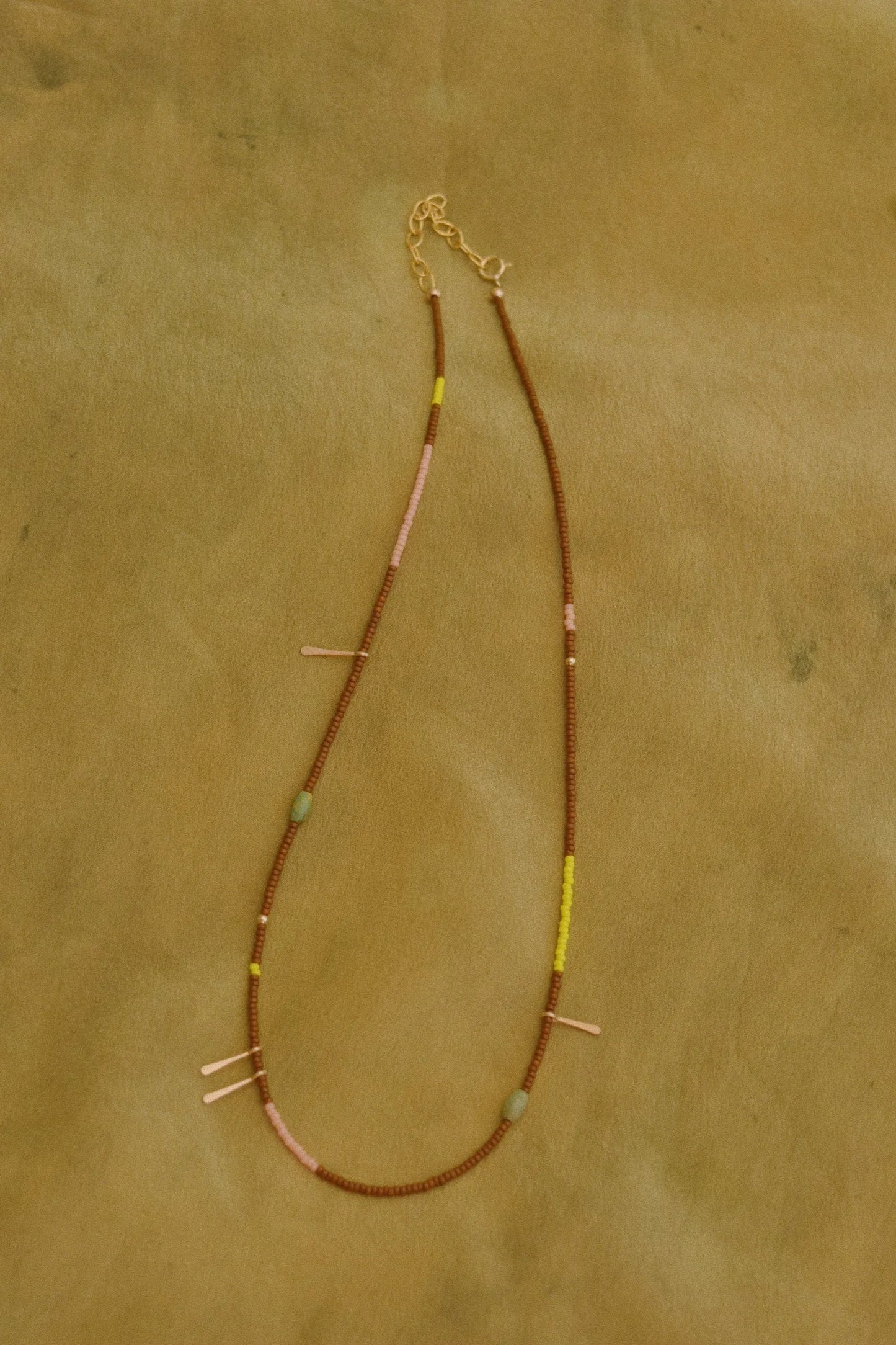 Beaded Necklace- Brown with Turqoise
