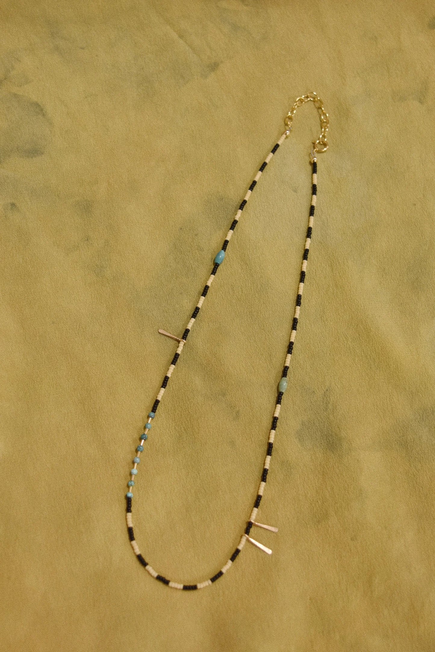 Beaded Necklace- Stripes with Turquoise