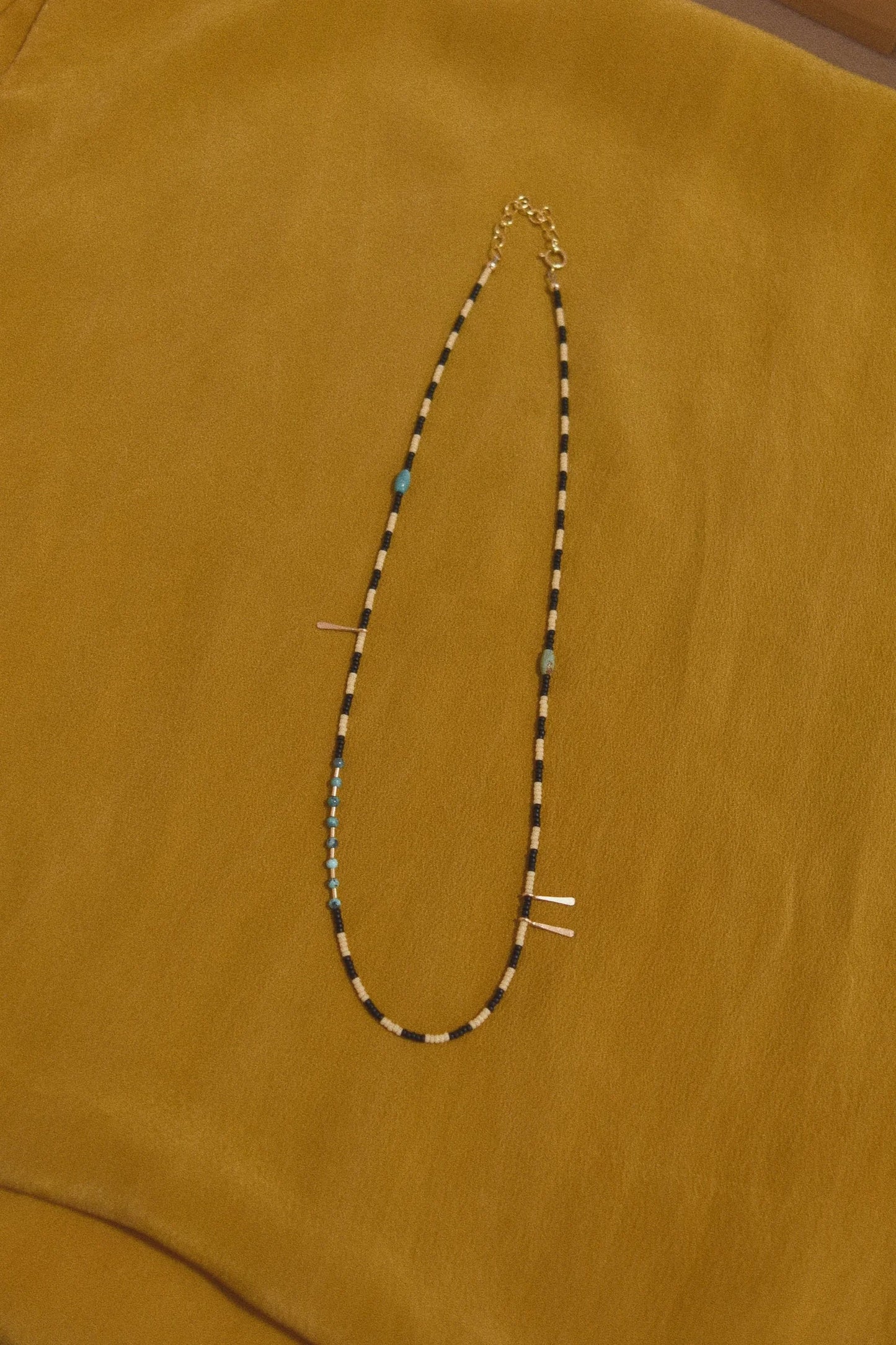 Beaded Necklace- Stripes with Turquoise