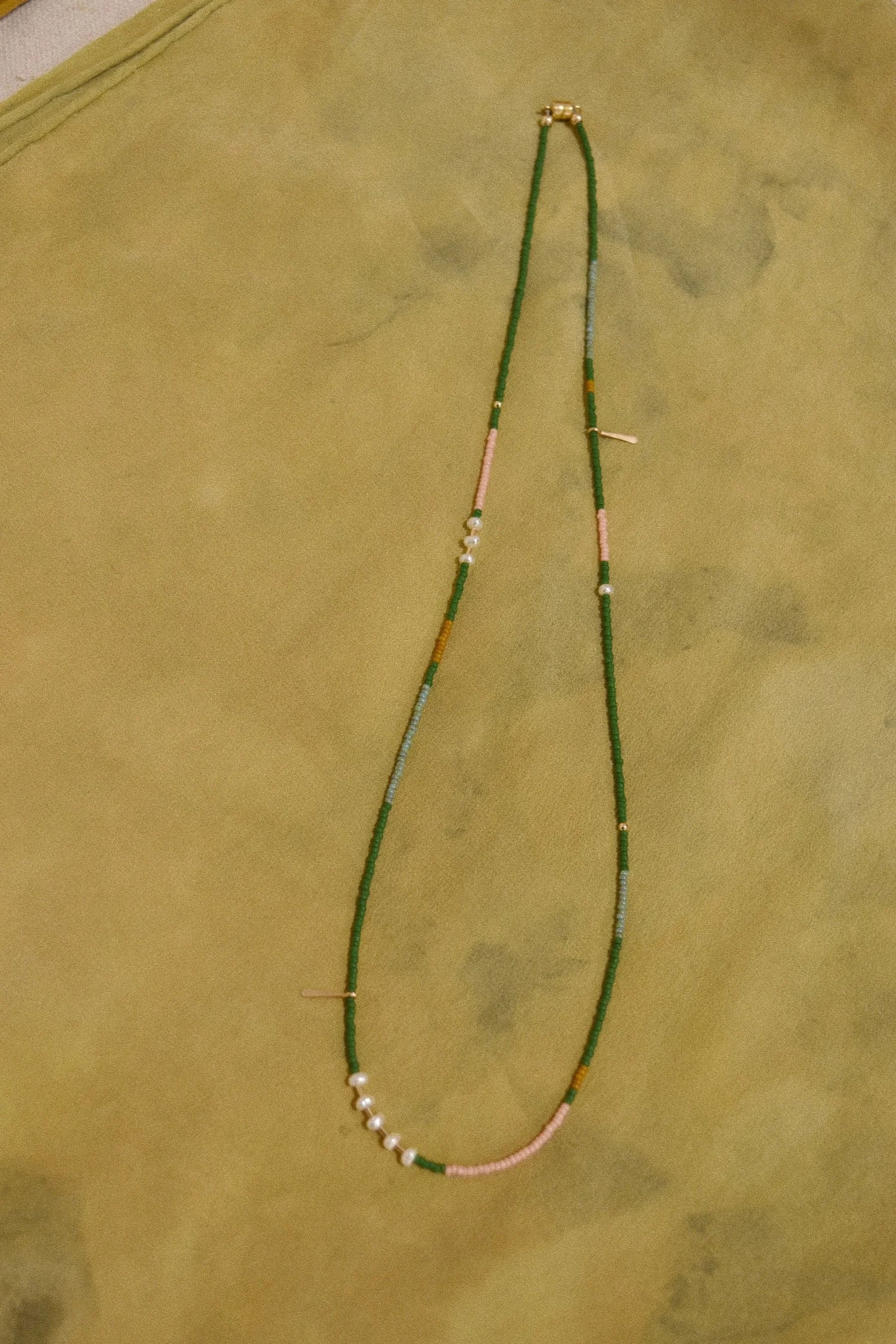 Wrap Bracelet- Emerald with freshwater pearls