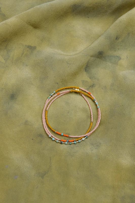 Wrap Bracelet- Blush with Turquoise