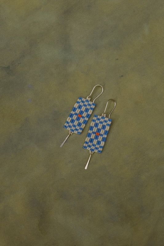 Quilt Earrings- in Blue