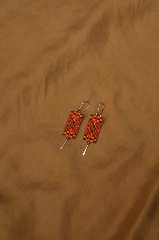 Quilt Earrings- in Red