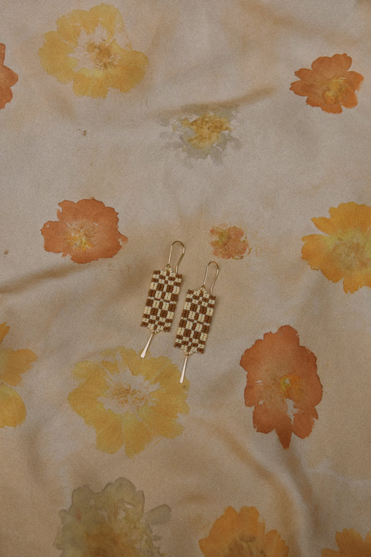 Quilt Earrings- in Brown