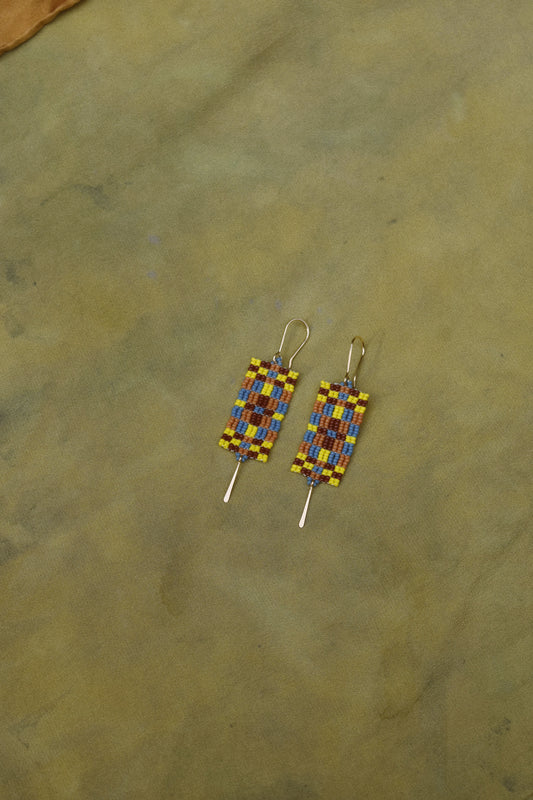 Quilt Earrings- in Yellow