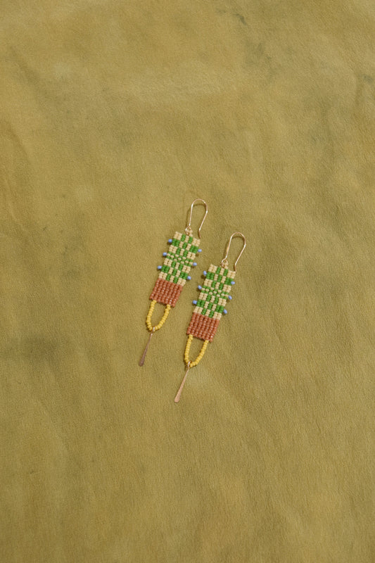 Tapestry Loop Earrings- in Green