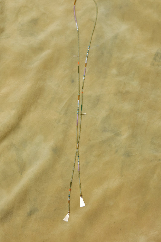 Beaded Bolo- Sage with Turquoise and Pearls