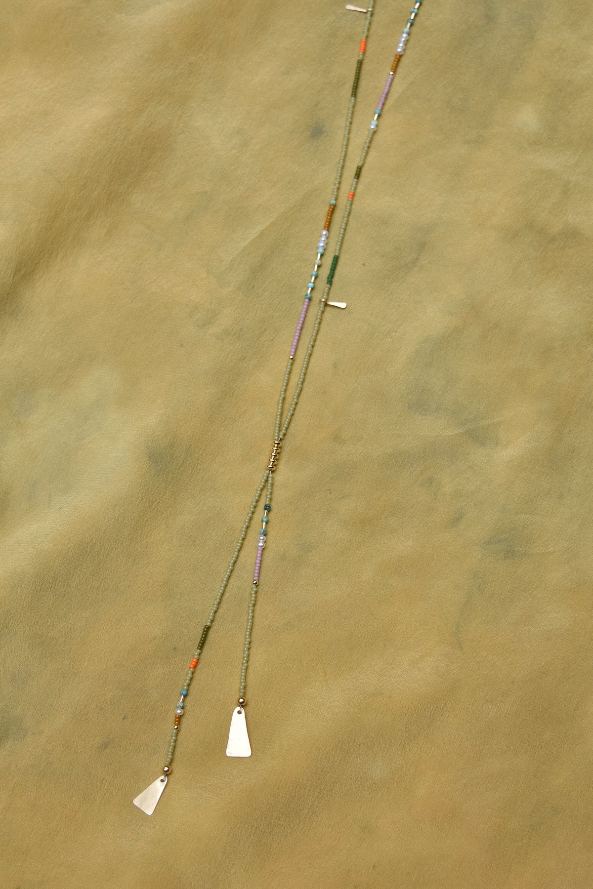 Beaded Bolo- Sage with Turquoise and Pearls