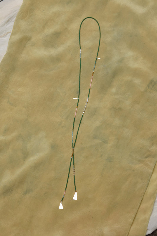 Beaded Bolo- Emerald with Pearls