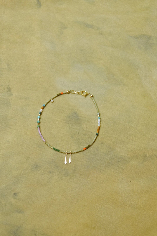 Beaded Bracelet or Anklet- in Sage