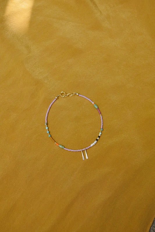 Beaded Bracelet or Anklet- in Lilac