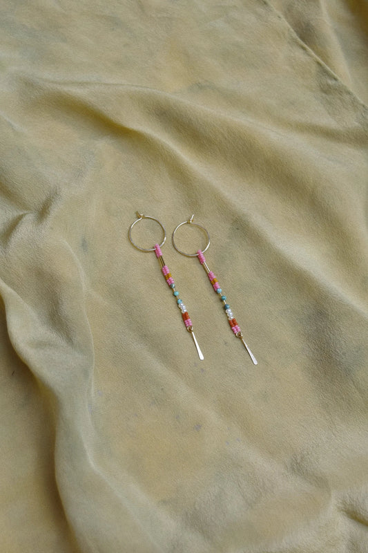 Hoop Earrings- Pink with Turquoise