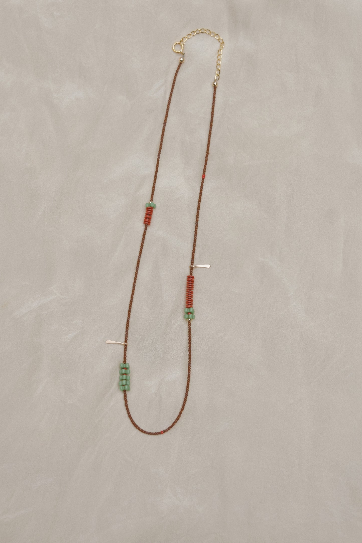 Antique Beaded Necklace- Brown