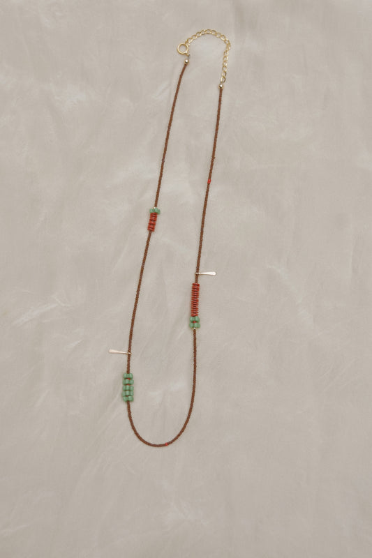 Antique Beaded Necklace- Brown