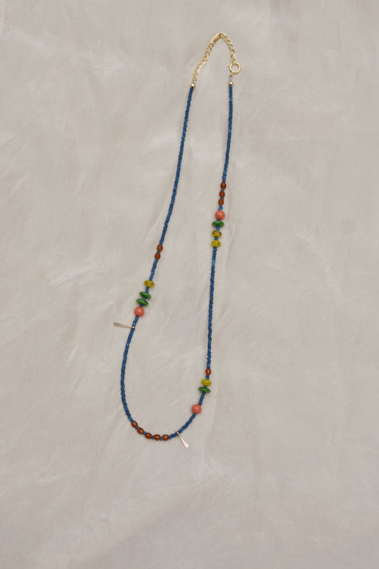 Antique Beaded Necklace- Blue