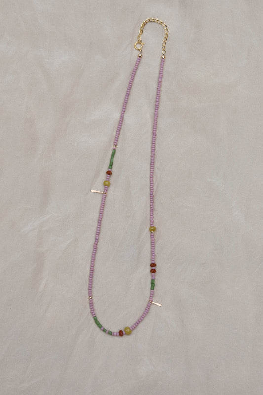 Antique Beaded Necklace- Lilac