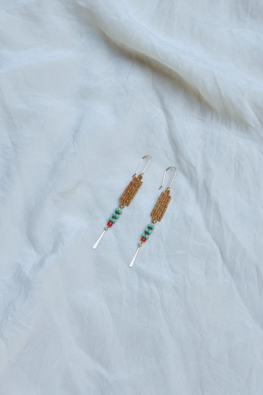 Antique Beaded Earrings-Butterscotch