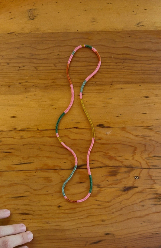 Woven Necklace- August Pink