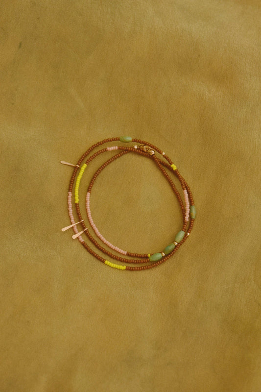 Wrap Bracelet- Brown with Turquoise