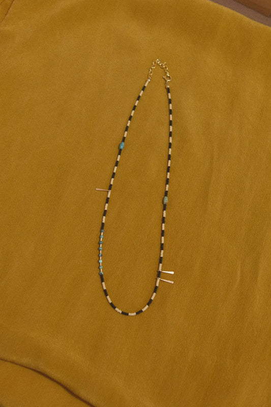Beaded Necklace- Stripes with Turquoise